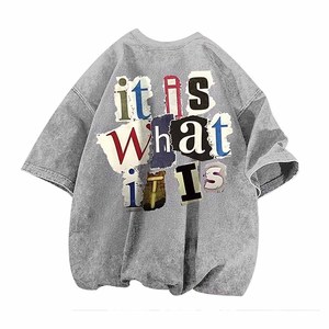 T-shirts graphiques décontractés à épaules tombantes, style streetwear oversize, effet délavé - Product Image 5