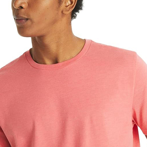 Camiseta de Manga Corta para Hombre, Cuello Redondo, Color Rosa Coral, Corte Regular, 100% Algodón Jersey, Diseño Liso Informal - Product Image 3