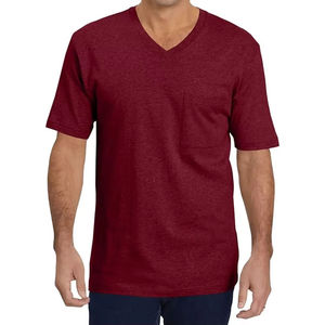 Men's Casual Summer Cotton V-Neck T-Shirts Short Sleeve with Pocket 220 Grams Fabric <b>Weight</b> <b>Blank</b> Design for Customization - Product Image 4