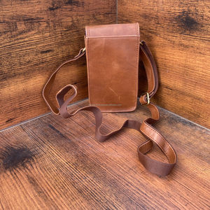 ใหม่กระเป๋าใส่โทรศัพท์หนังแท้สีน้ำตาลสำหรับผู้ชายและผู้หญิงสไตล์วินเทจกระเป๋าหนังวัวสะพายข้างขนาดเล็ก - Product Image 5
