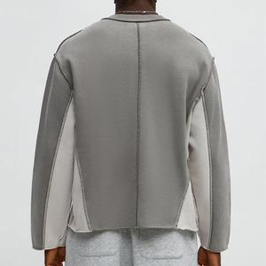 Ensemble de survêtement pour homme de haute qualité en molleton français, haut à col rond avec panneau contrasté et pantalon de survêtement droit, étiquette privée OEM, approvisionnement aux États-Unis - Product Image 3
