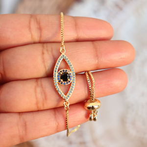 เครื่องประดับชุบทอง 18K ลายตาปีศาจ ประดับเพชร CZ ป้องกันภัย เหมาะสำหรับเป็นของขวัญ ขายส่ง เครื่องประดับแฟชั่นทันสมัย สร้อยข้อมือสำหรับสวมใส่ทุกวัน - Product Image 6