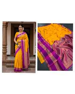 Sari de Diseño Indio en Algodón y Seda, con Bordado Jari, Estilo Étnico, Blusa de Exportación, Exclusivo de Boutique, Muy Vendido y de Moda - Product Image 2