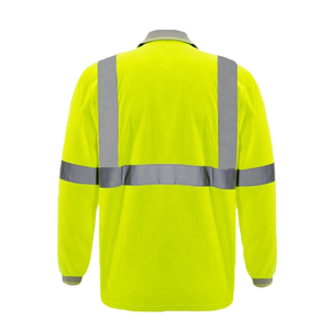 Camiseta Polo de Alta Visibilidad con Mangas Largas, Estampada, Formal, para Trabajo de Construcción, Estilo Sólido, con Franjas Reflectantes, Hecha de Poliéster - Product Image 2