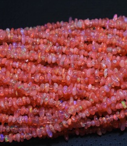 Perles d'opale rose non taillées, opale d'Éthiopie naturelle Welo, forme irrégulière, perles percées, taille 3-4 mm, brin de 8 pouces de long - Product Image 4