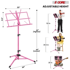 Soporte de Música Ajustable de 5 Niveles, 57 Pulgadas, Soporte de Escritorio para Partituras, Soporte de Libros Portátil Totalmente Metálico - Product Image 3
