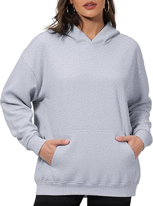 เสื้อฮู้ดดี้โอเวอร์ไซส์สีแดงเลือดหมูสำหรับผู้หญิง ผ้าฟลีซหนานุ่ม ทรงหลวมไหล่ตก สไตล์สตรีทแวร์ รุ่นปี 2026 - Product Image 5