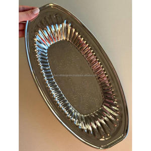 Fruits <b>Snacks</b> Tray Custom Size And Designs Decorative Brass Trays Hot Selling Latest Silver Dish And Tray For Restaurant Uses - Product Image 1