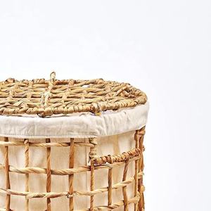 Cesta de vientre plegable de algas marinas tejida a mano con asas colgantes para almacenamiento de ropa u organización de artículos diversos - Product Image 4