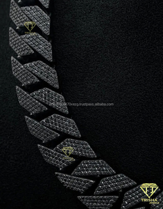 16mm Black Moissanite Diamond Cuban Link <b>Chain</b> in 925 Sterling Silver Luxury <b>Iced</b> Out Necklace for Men Passes Diamond Tester - Product Image 2