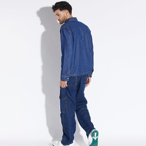 Autumn Denim TrackSuit Customized Color OEM Service Unisex 100% Cotton High Quality Turn-<b>down</b> Collar Eco-Friendly Breathable - Product Image 2