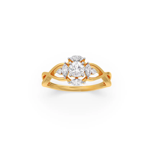 แหวนหมั้นเพชรแล็บโกรว์ 18K ทองคำ ดีไซน์ไขว้ ประดับเพชรทรงลูกแพร์ ลายดอกไม้ สำหรับเจ้าสาว - Product Image 2