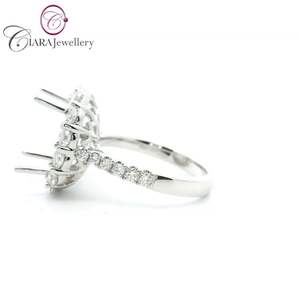 PRIX D'USINE DIRECT LUXE CLASSIQUE HALO 18K AU750 SOILD OR BLANC DIAMANT NATUREL 10X10MM COUSSIN MONTAGE DE BAGUE - Product Image 2