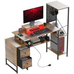 Scrivania per Computer in Stile Rustico Marrone per Ufficio o Studio con Elegante Finitura Marrone Rustico - Product Image 5