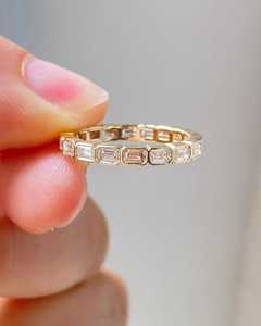 Modern Emerald Cut Diamond Full Eternity Band <b>Ring</b> Lab Grown 10K Yellow Gold Wedding <b>Proposal</b> Gift For Girlfriend - Product Image 2