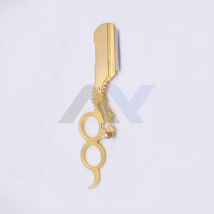 มีดโกนตัดผมตรงแบบมืออาชีพ ด้ามจับมีดโกนแบบ Shavette สแตนเลส วงแหวนคู่ สำหรับร้านตัดผม - Product Image 6