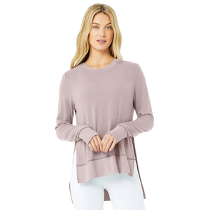 Haut de sport à manches longues et col rond pour femme, tissu extensible doux, coupe asymétrique, idéal pour le yoga, le fitness et la course à pied - Product Image 6