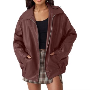 High Quality Women Outerwear Leather Jackets Fashion Style New Model Casual Leather Jacket Zipper <b>Ladies</b> Leather Jacket - Product Image 4