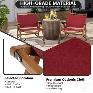 Sedia Pieghevole da Campeggio e Spiaggia con Telaio in Bambù Massiccio - Product Image 6