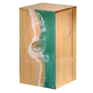 Ocean Inspired Resin & Natural Wood Cremation Urn Handmade Blue Wave Funeral Ashes <b>Box</b> by AYAANS - Product Image 2