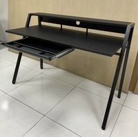 Escritorios de Computadora Modernos de Lujo con Cajones, Diseño Simple para Oficina y Hogar, Tablero de Partículas y Metal, Color Negro, SCE PCD-199BK