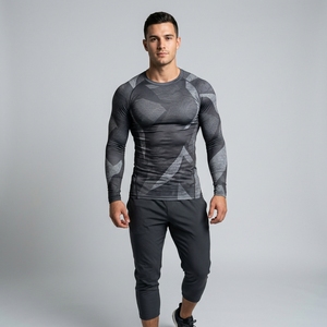 Men Compression Gym Shirt Custom OEM Full Sleeve Tight Sports Athletic Workout Fitness Training Performance Quick Dry Top - Product Image 4