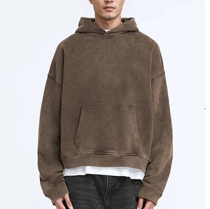 Breathable Acid Washed Hoodies for Man Breathable French Terry Hooded Streetwear Vintage Oversized Wash Drop Shoulder Hoodie - Product Image 3