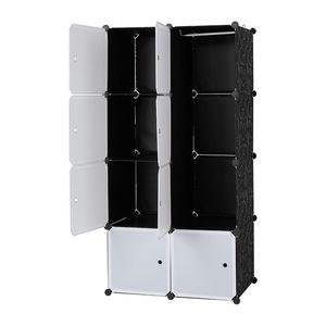 Organizzatore a 8 Cubi Bianco, Scaffali Impilabili in Plastica, Armadio Modulare Multifunzionale, Guardaroba Portatile Appendibile - Product Image 3