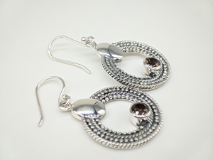 Pendientes de Plata de Ley 925 Hechos a Mano con Cuarzo Ahumado, Joyería de Piedras Preciosas Naturales, Pendientes Colgantes de Moda Bohemia para Mujer, Venta al por Mayor - Product Image 3