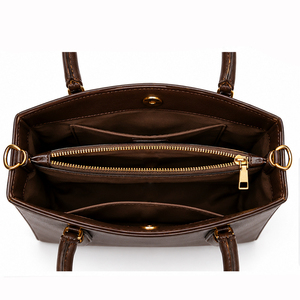 Sac à main marron pour femme en cuir PU, grande capacité avec compartiments organisateurs, vente en gros d'usine - Product Image 5
