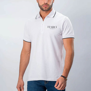 Polo de Golf Personalizado con Cierre de Cremallera, para Hombre, en Tela Básica de Mezcla de Algodón, con Cuello con Cremallera, Ropa Deportiva Informal - Product Image 1