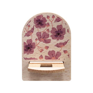 Custom Wooden Phone Stand – Pink Cherry Blossom Smartphone Holder for Desk & Home Decor - Product Image 1