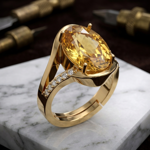 Yellow Stone Oval <b>Ring</b> US 6 CZ 925 Sterling Silver 18K Gold Plated Luxury Party Wear <b>Ring</b> Gift At Wholesale Price - Product Image 3