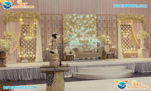 Toile de fond murale élégante en métal doré avec bougie Toile de fond de scène de mariage Murs en métal et bougies Arche de décoration de scène de mariage magnifique - Product Image 3