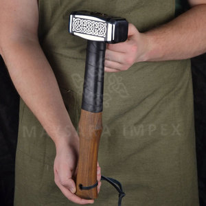 Custom OEM Steel Viking <b>Hammer</b> Handmade Carbon Steel with Hand Engraved Design Industrial Grade Multi-Purpose Wood Handle <b>Hammer</b> - Product Image 2