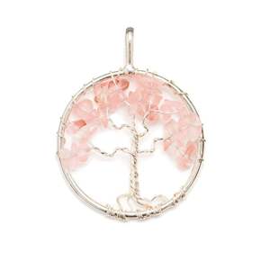 Colgante de árbol de la vida de cuarzo rosa de la mejor calidad al por mayor colgantes de piedras preciosas de cristal curativo natural comprar de ágata Aameena - Product Image 2