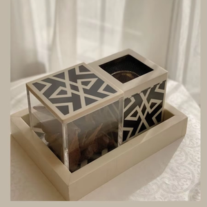 Brûleur à Bakhoor en bois et acrylique avec plateau, qualité supérieure, Mabkhars Incense Bakhoor par Decor World Expo - Product Image 2