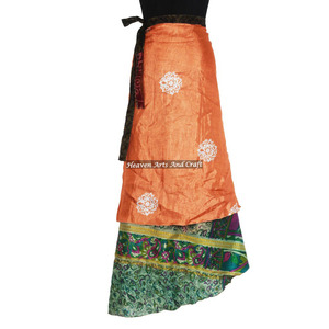 Cover up Wear Vintage Silk Magic 38 <b>Wrap</b> <b>Skirt</b> Halter Tube Dress 2 Layer Reversible Magic Silk Saris <b>Wrap</b> Long <b>Skirt</b> Silk Long - Product Image 1