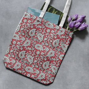 Bolsa de Mano Informal para Uso Diario, Estampada con Bloques, Hecha a Mano, 100% Algodón, Bolsa de Hombro para Mujer, Bolsas de Moda para Viaje - Product Image 2