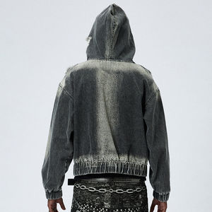 Nueva Llegada: Sudadera con Capucha de Mezclilla para Hombre, Estilo Casual con Puños Acanalados y Efecto Desgastado - Product Image 4