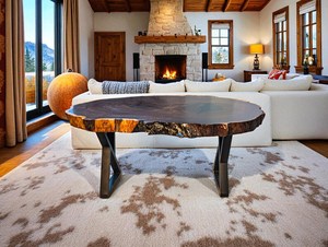 Luxury Epoxy Resin <b>Log</b> Wooden Table Solid Walnut Handmade Customizable Eco-Friendly Waterproof Modern Art Home Living Room - Product Image 5