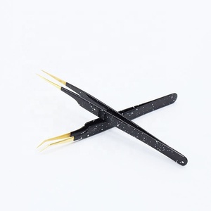 Pince à épiler d'extension de cils en acier inoxydable or noir outils de maquillage de précision antistatique durables pointus personnalisable privé - Product Image 1