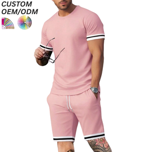 Ensembles de T-shirts décontractés pour hommes – Tenues d'été assorties en maille respirante, style streetwear doux, avec logo personnalisé, support OEM/ODM pour la vente en gros - Product Image 3