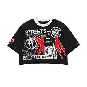 Camiseta Boxy para Mujer, 240 GSM, Algodón Premium, Blanca, Negra, Roja, con Estampado Gráfico, Bordado Personalizado, Logotipo en Parche, Tallas Grandes, 100% Algodón - Product Image 4