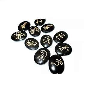 Haute qualité karuna noir agate forme palmier pierre 11 pièces karuna ensemble naturel guérison cristal Reiki pierres précieuses Karuna ensemble en gros - Product Image 4