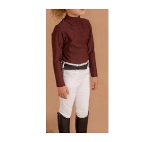 Chemises d'équitation pour enfants, Polo à cheval, hauts, fabricants de vêtements, exposition de fermetures éclair pour enfants, couches de Base équestres - Product Image 1