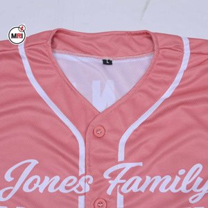 Wholesale Cheap Price <b>Baseball</b> Jerseys with Pink V-Neck Short Sleeve Unisex Adult Breathable Polyester Sublimation Printed Shirt - Product Image 5