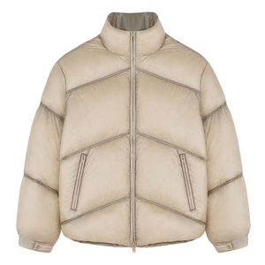 Veste matelassée marron pour homme, col montant, fermeture éclair, coupe-vent, coupe droite décontractée, rembourrage en duvet, vêtement d'hiver - Product Image 4