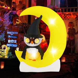 Búho Inflable con Luces LED de Halloween sobre la Luna, Decoración Grande de Luna y Búho Mago para Exteriores, Decoraciones de Jardín para Días Festivos - Product Image 4
