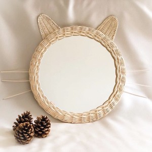Adorable cat-framed rattan wall <b>mirrors</b> hello kitty <b>mirror</b> for children room nursery decoration - Product Image 1